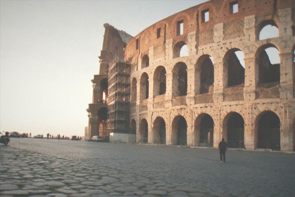 The Colosseum exterior arches in morning light